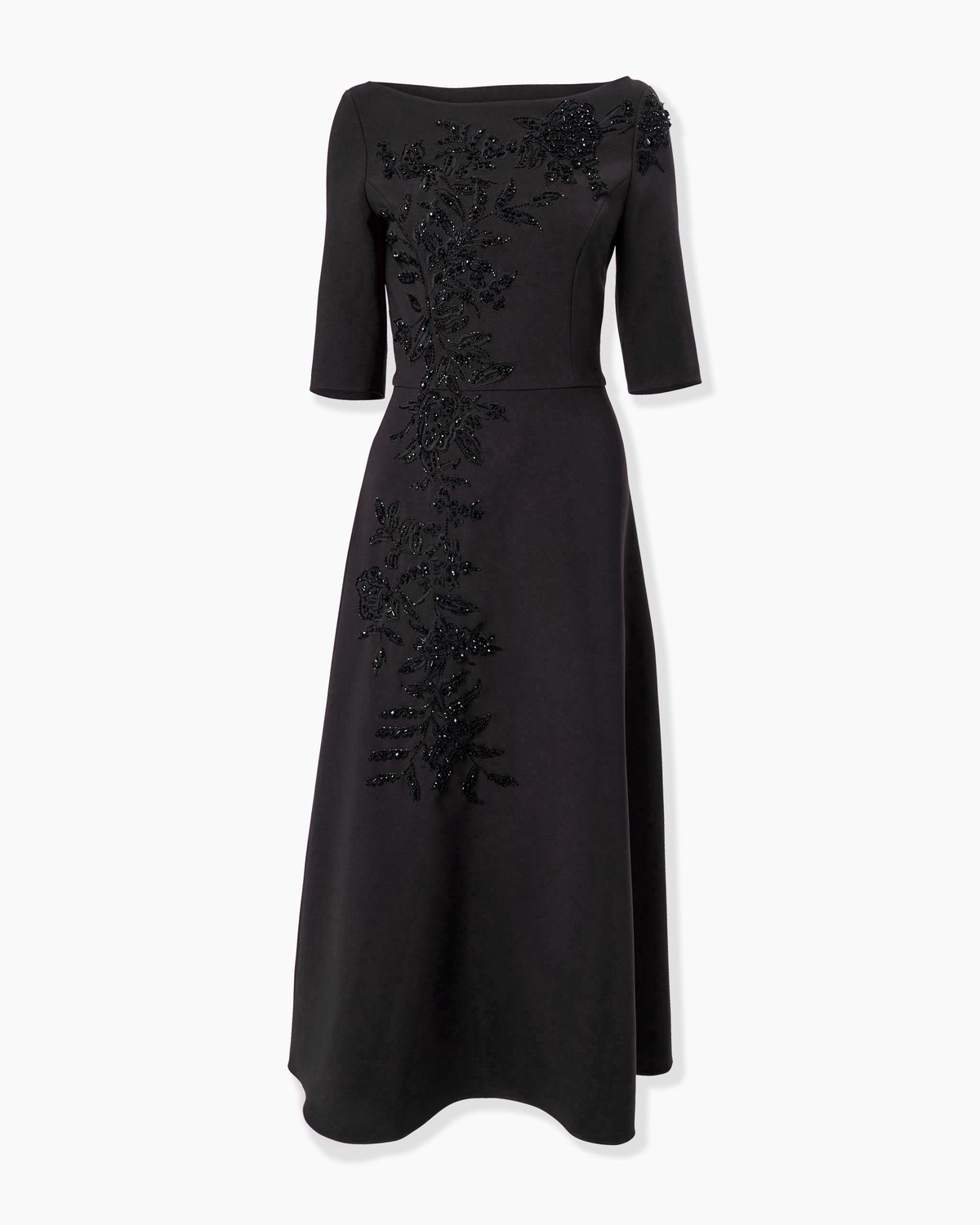 knee length dresses for ladies Boatneck 3/4 Sleeve Side Slit Pencil Dress – The Dress Outlet main image 1