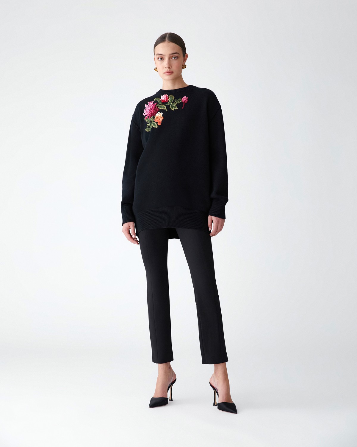Chrysanthemum-Embroidered Oversized Sweater | Carolina Herrera WW EN
