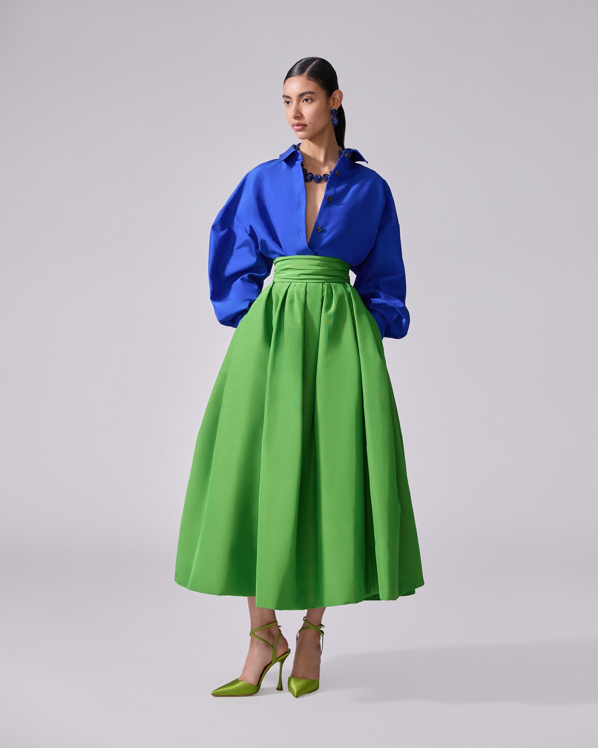 Cummberbund-Waist Midi Skirt - Ready - To - Wear | Carolina