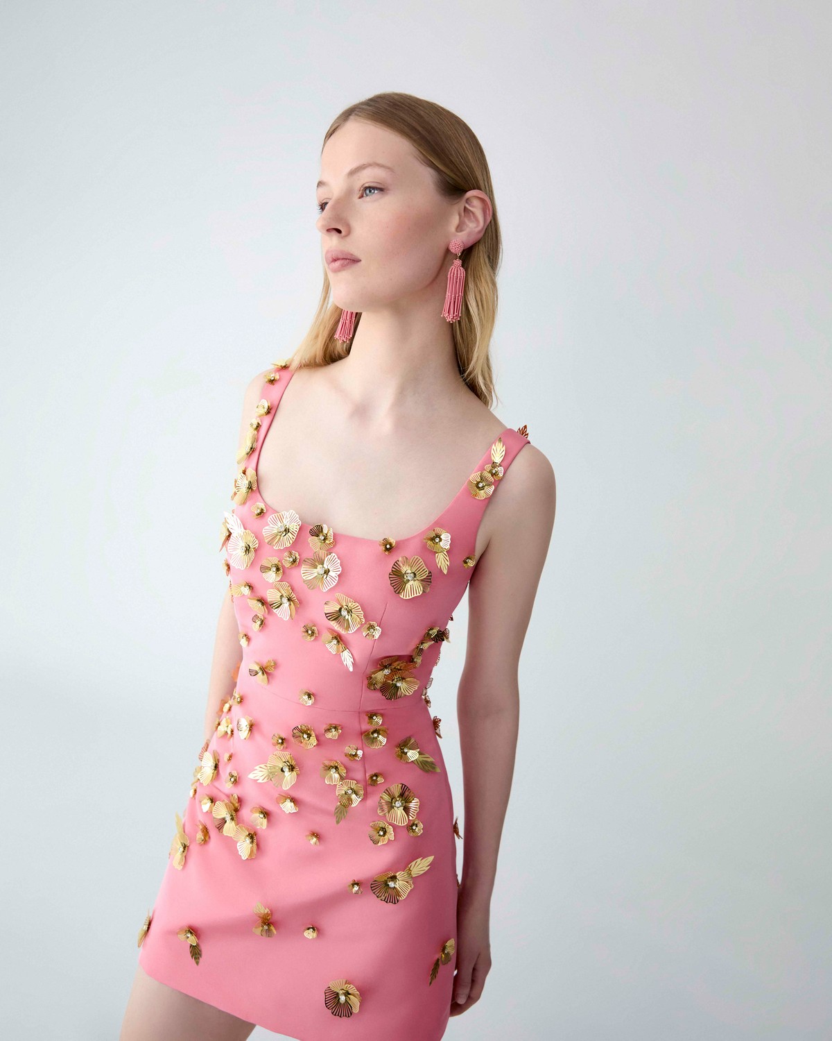 red floral dress long sleeve Paneros Clothing Stella Midi Dress in Chili Flower