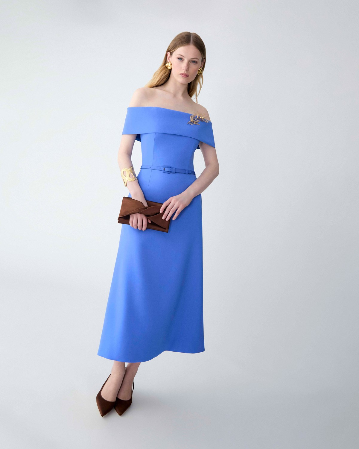 off the shoulder a line midi dress Asymmetric Off-Shoulder A-Line Midi