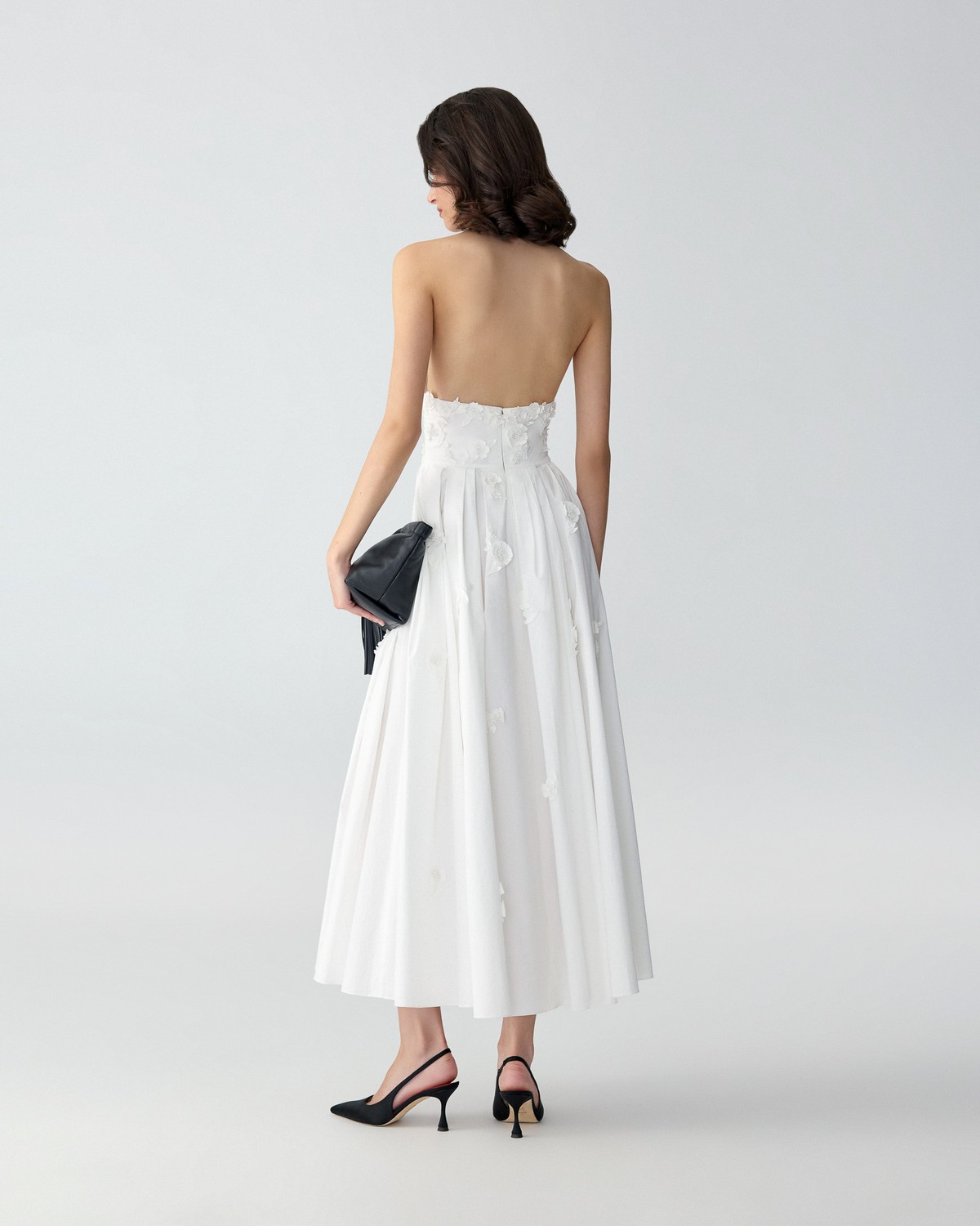 sachin and babi light blue dress CORSET TOP DETAIL POPLIN HALTER NECK MIDI DRESS – Finnelle Haus