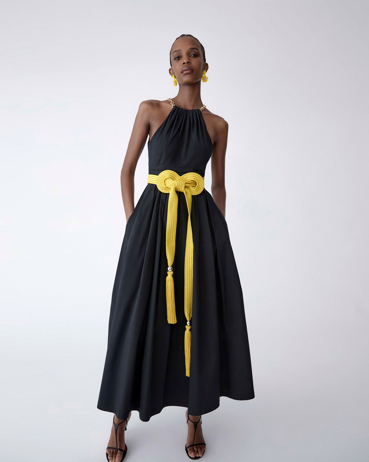 slim fit dress slacks Black Wrap Top Ruched Side Chain Strap Midi Dress – AX Paris