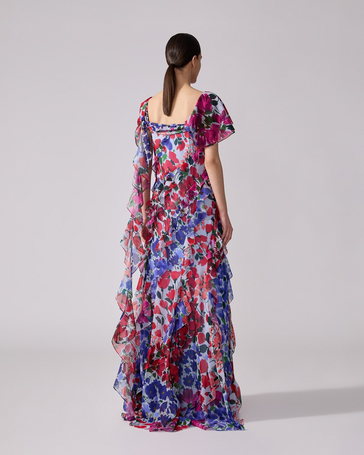 Jardin-Print One-Shoulder Gown - Ready - To - Wear