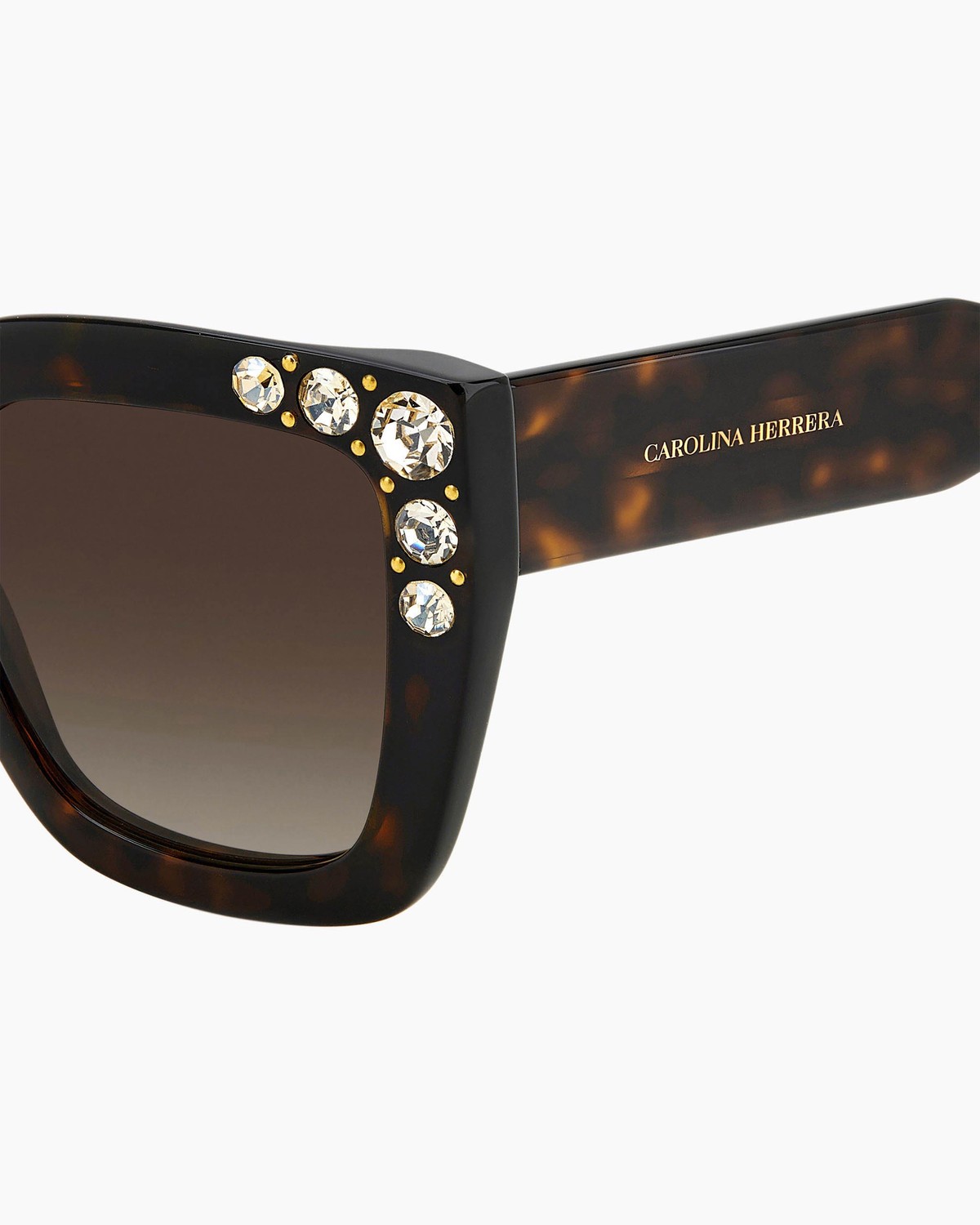 Carolina Herrera Black oversized Crystal-Trim Square Sunglasses! Like New! Carolina Herrera HER 0216/G/S 2M2 Sunglasses Black Gold  main image 4