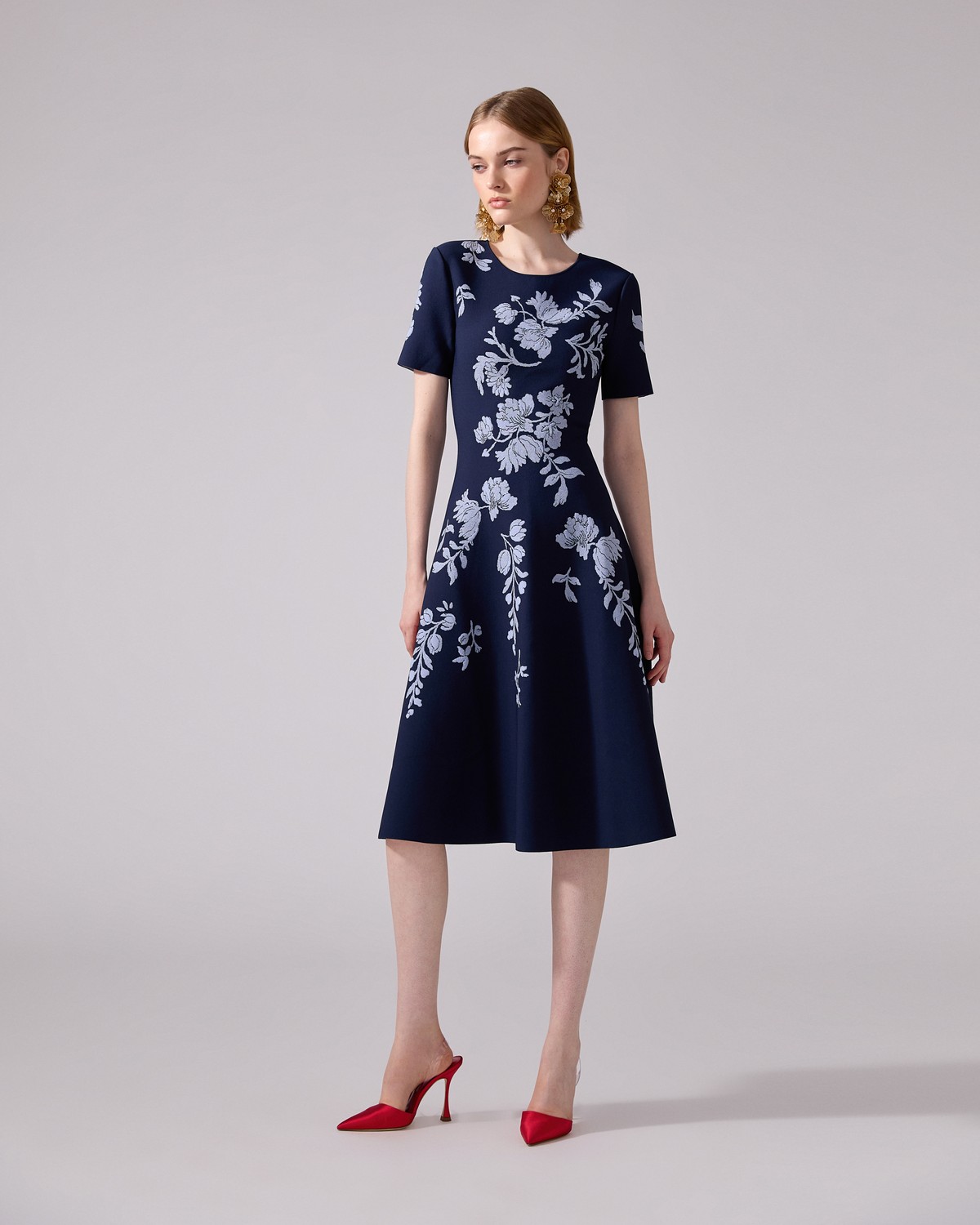 新色】Classic Floral Jacquard Dress