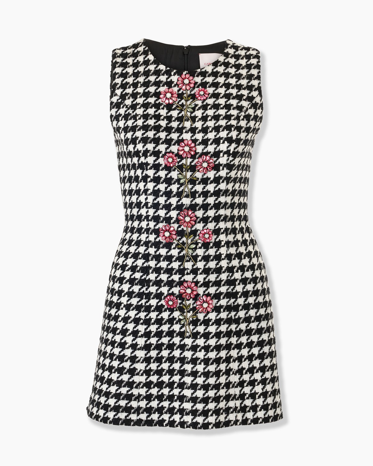 Embroidered Houndstooth Mini Dress - Ready - To - Wear