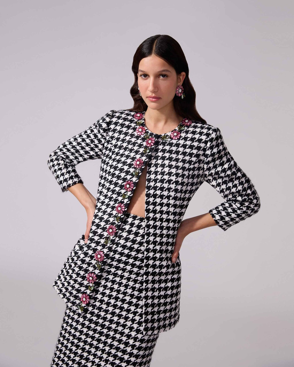 Houndstooth Column Skirt - Ready - to - Wear | Carolina Herrera