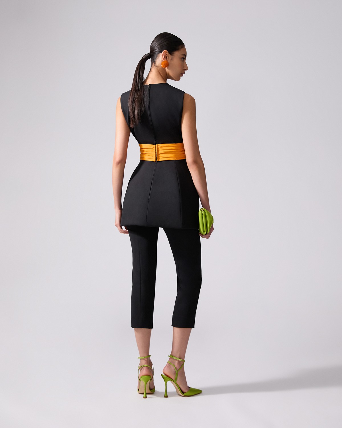 high waisted capri dress pants Taupe Ribbed Long Sleeve Cut Out Double Slit Dress main image 0