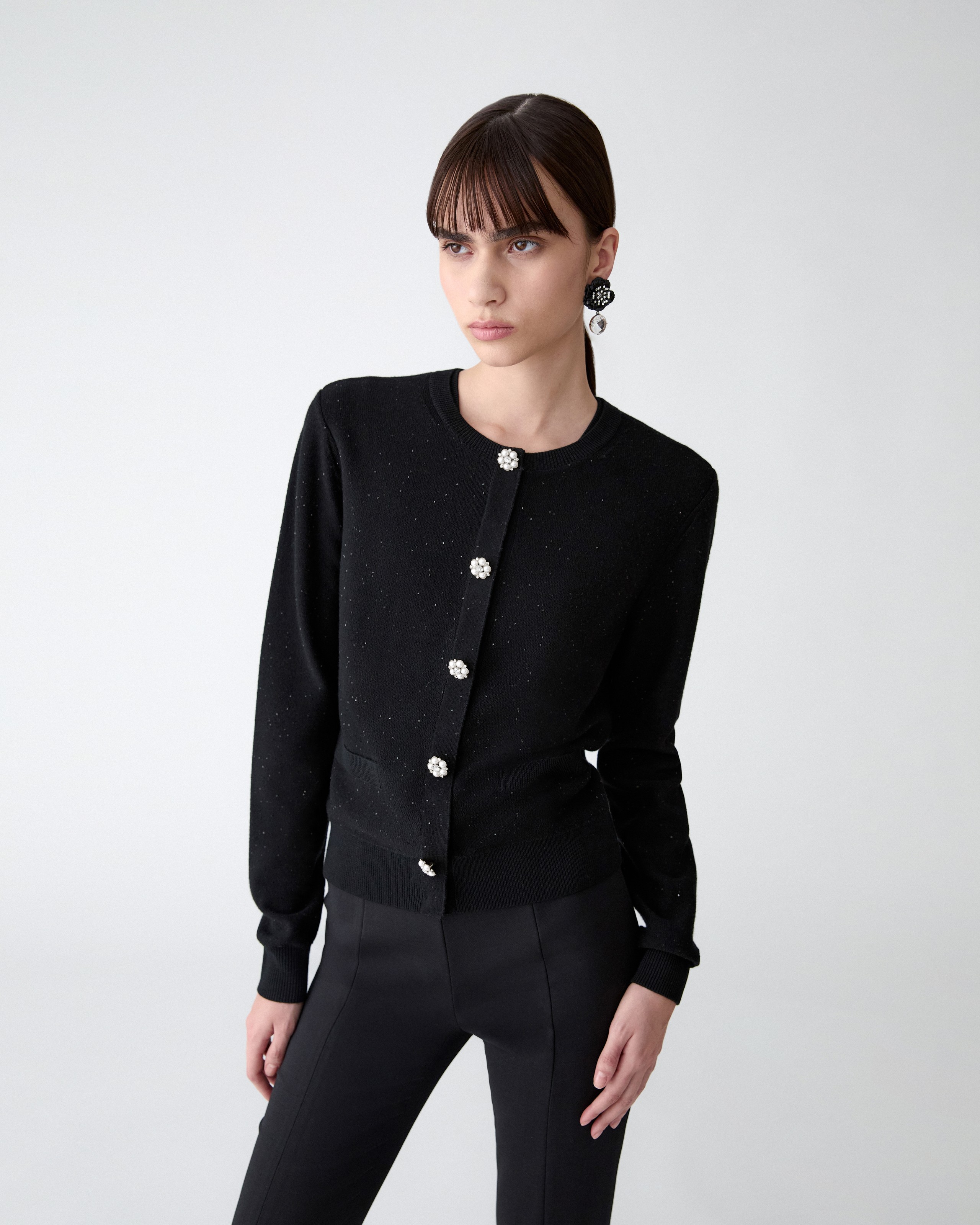 Sequined Cardigan with Pearl Buttons | Carolina Herrera WW