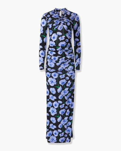 Floral-Print Ruched Jersey Gown - Ready - To - Wear