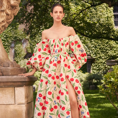 Rose Jacquard Mini Dress With Bow - Ready-to-Wear | Carolina 