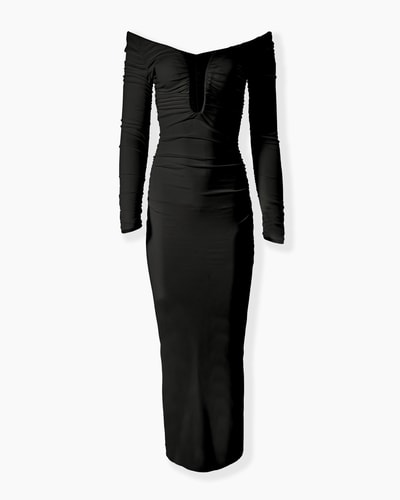 Ruched U-Neck Midi Dress - Ready - To - Wear | Carolina Herrera Ruched U-Neck Midi Dress - Ready - To - Wear | Carolina Herrera