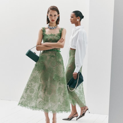 carolina herrera green evening dress Ruffled Silk Chiffon Long Dress green
