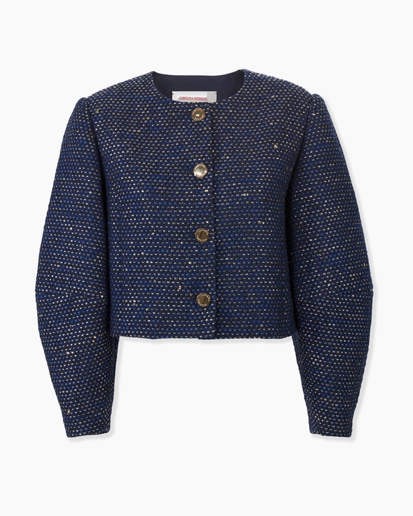 Arc-Sleeve Lurex Tweed Jacket