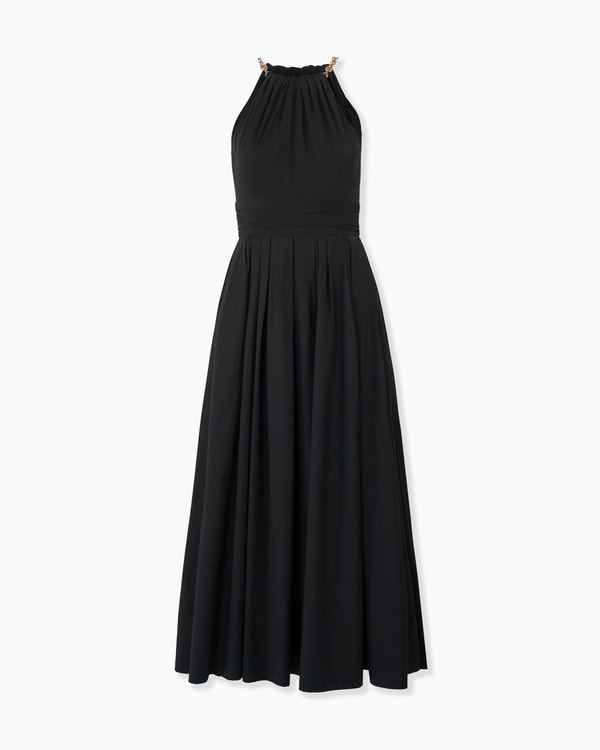 Chain-Strap Halterneck Midi Dress