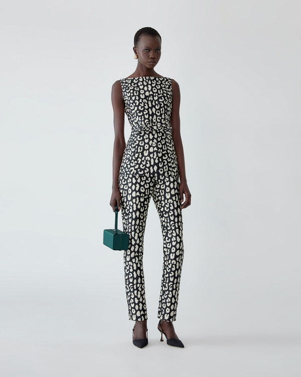 Leopard Spot Jacquard Cigarette Pants