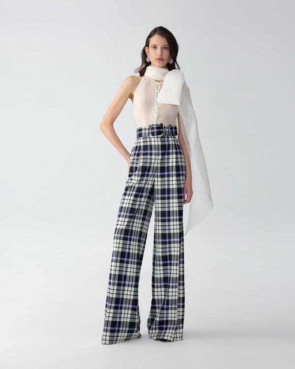 Wide-Leg Plaid Marisol Pants