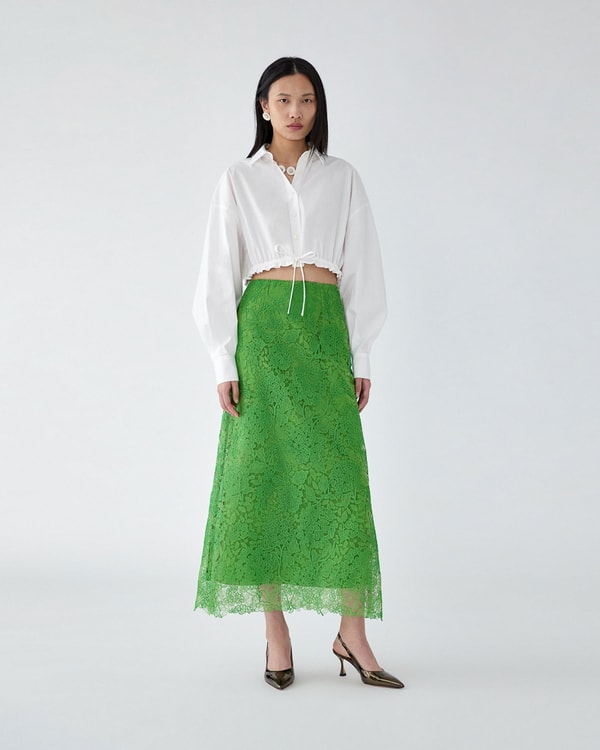 Hydrangea Lace Midi Slip Skirt