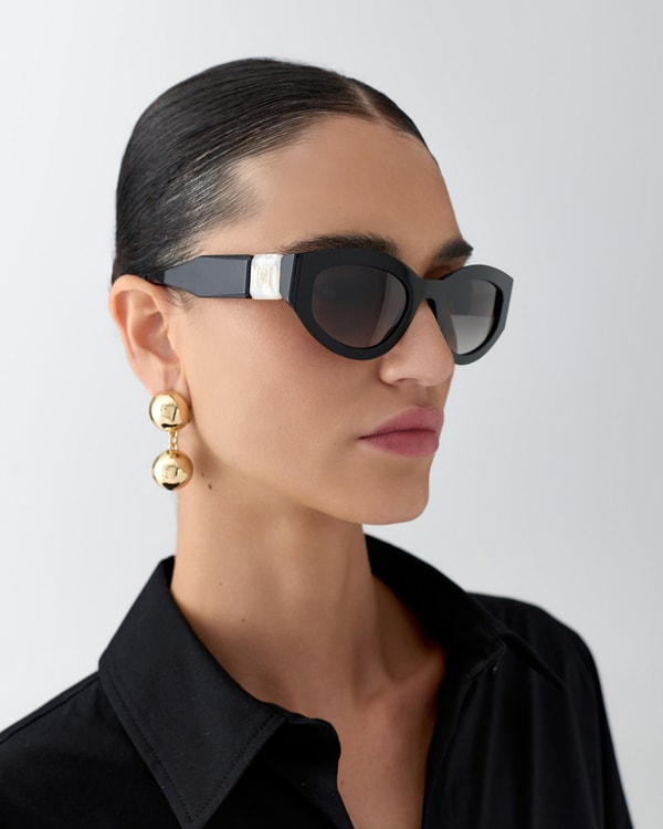 Oval Frame Sunglasses with Temple Inserts
