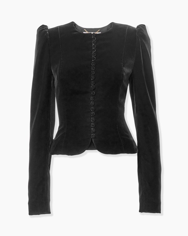Cropped Stretch Velvet Jacket