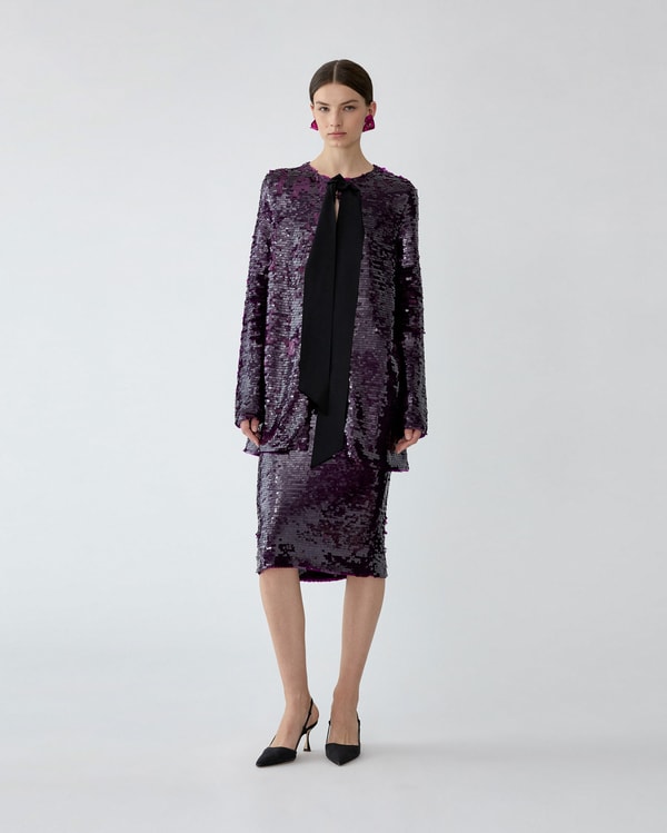 Sequined Merino Pencil Skirt