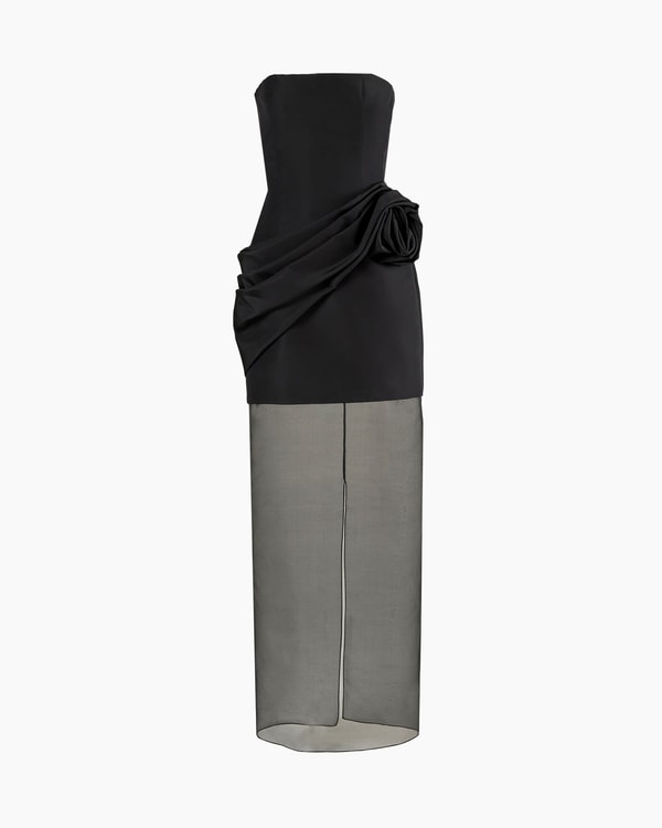 Strapless Gown with Sheer Organza Skirt