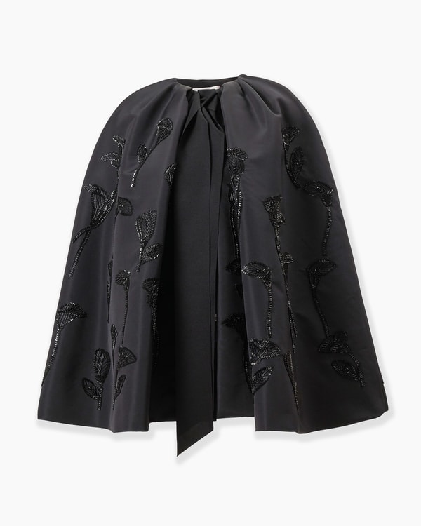 Floral-Embroidered Cape