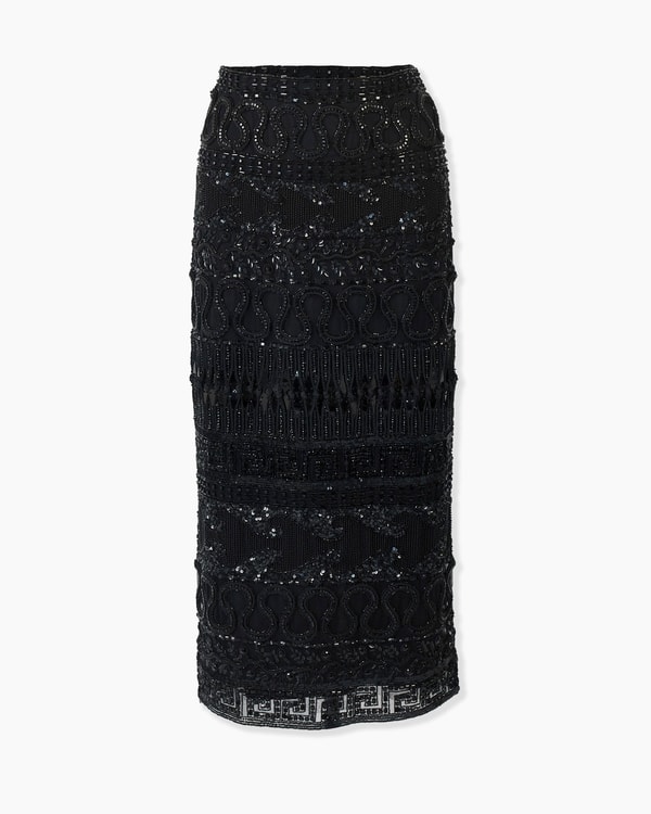 Embroidered Tulle Midi Skirt