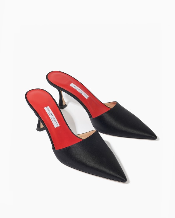 Satin Kitten Heel Mule