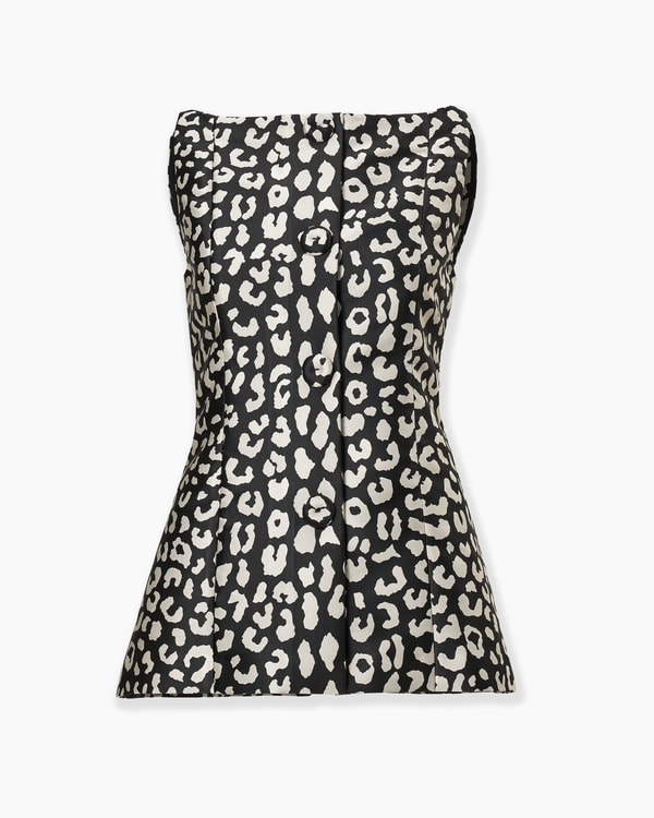 Leopard Spot Jacquard Boat-Neck Top