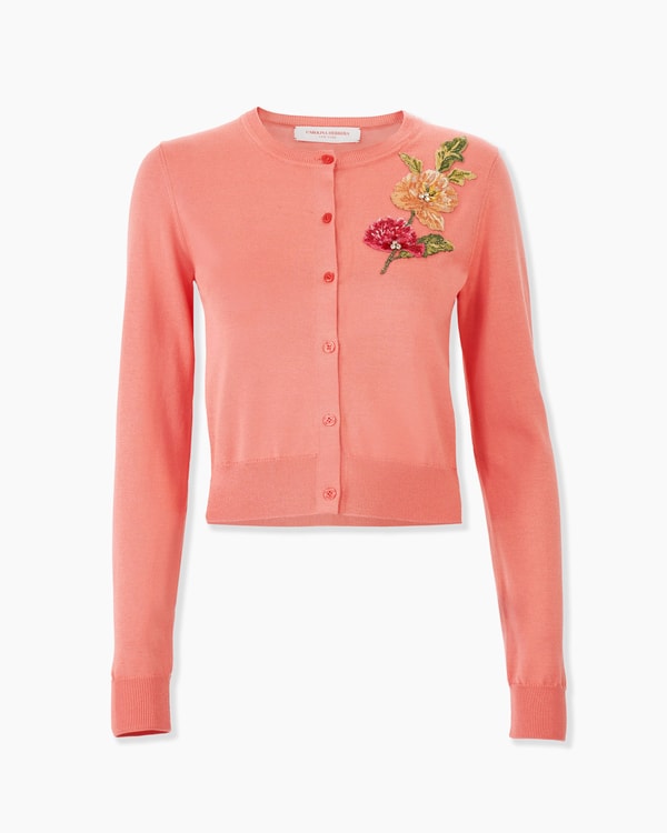 Floral-Embroidered Cardigan