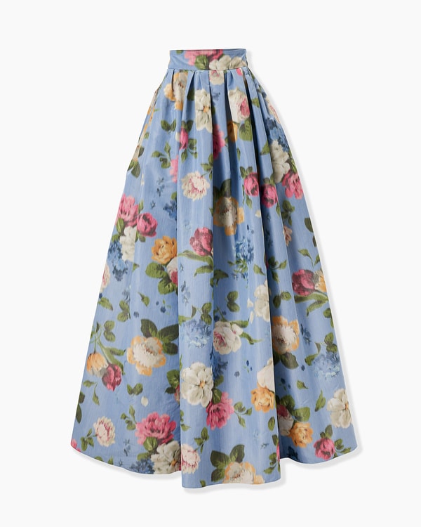 Chiné Floral-Print Ball Skirt
