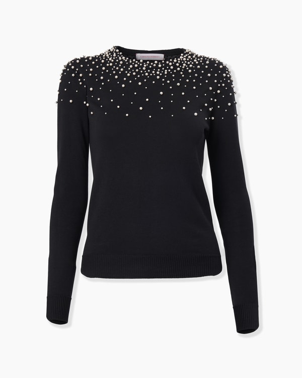 Pearl-Embroidered Sweater