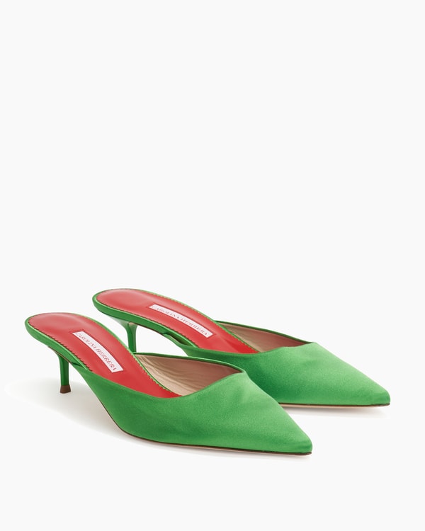 Satin Kitten Heel Mule