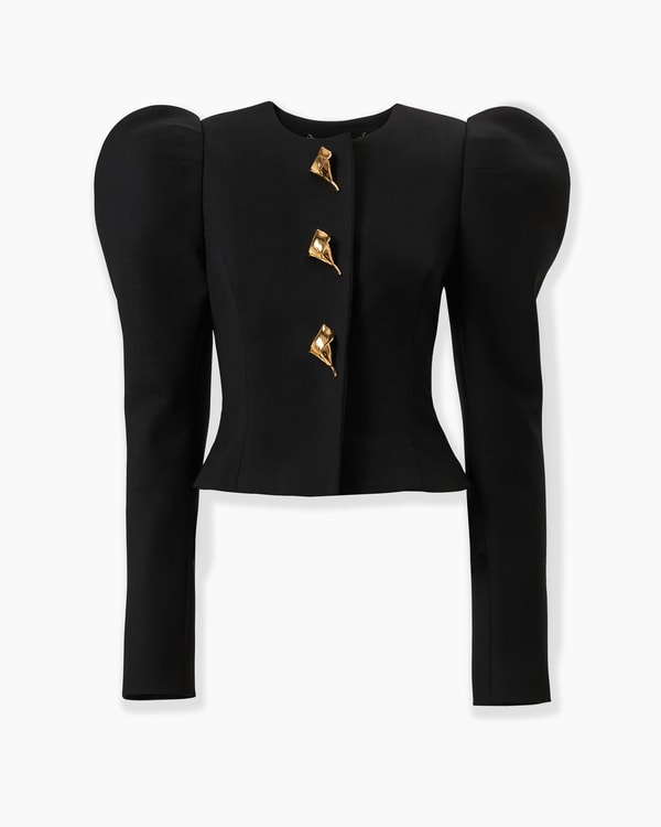 Puff Sleeve Jacket with Calla Lily Buttons