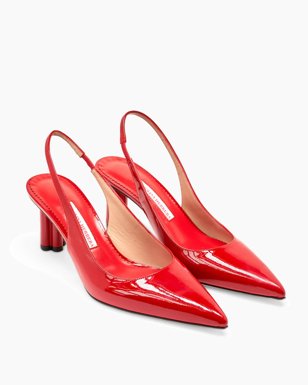 Cylinder-Heel Patent Leather Pumps
