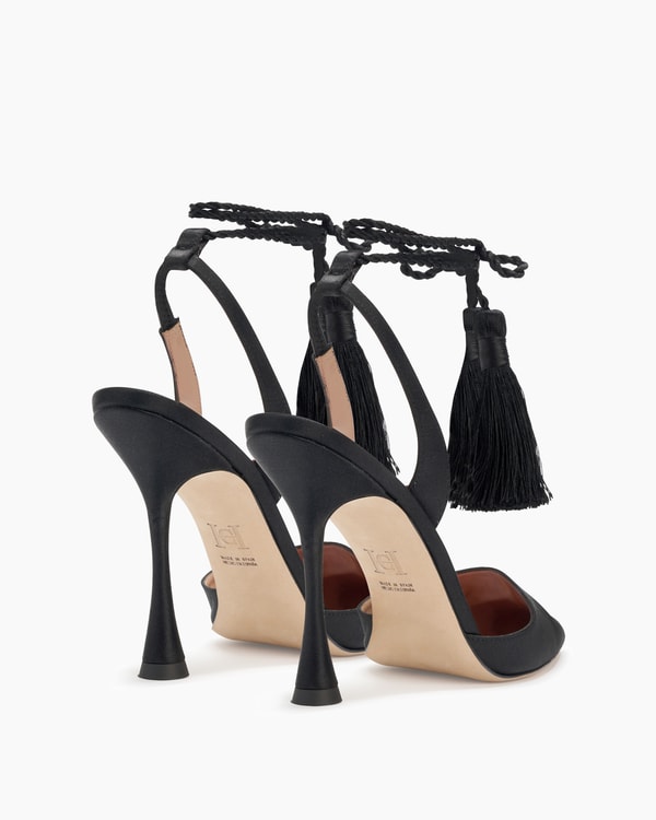 Satin Slingback Pumps with Tassels