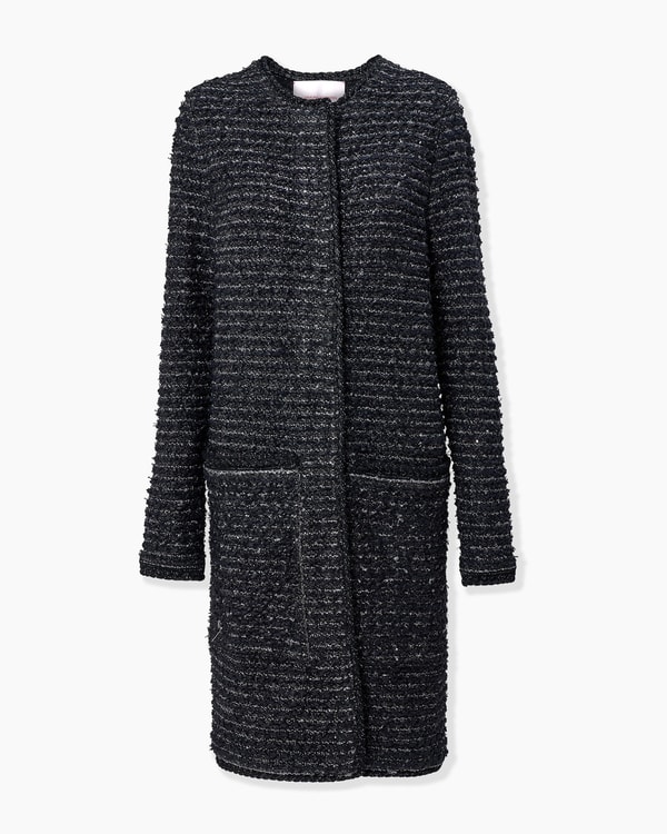 Sequined Knit Tweed Wool Coat