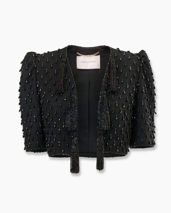 Crystal-Embroidered Cropped Jacket