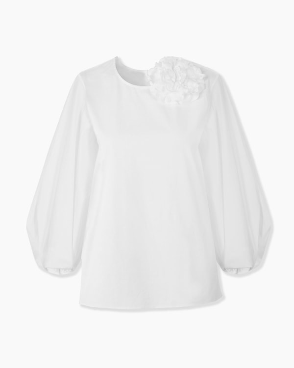 Puff-Sleeve Top with Rosette