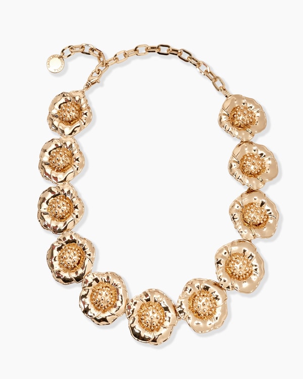 Gold Sculpted Flower Necklace