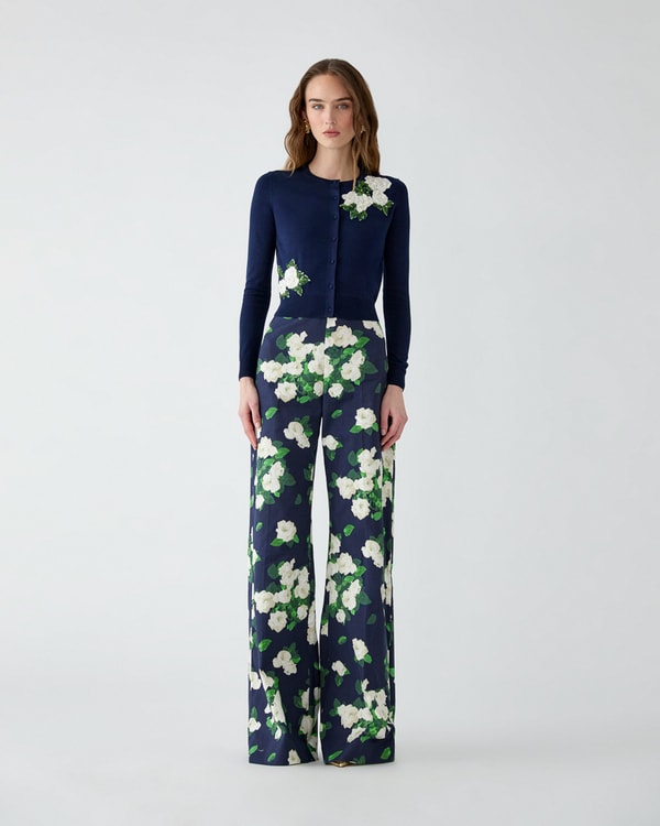 Rose-Embroidered Cardigan