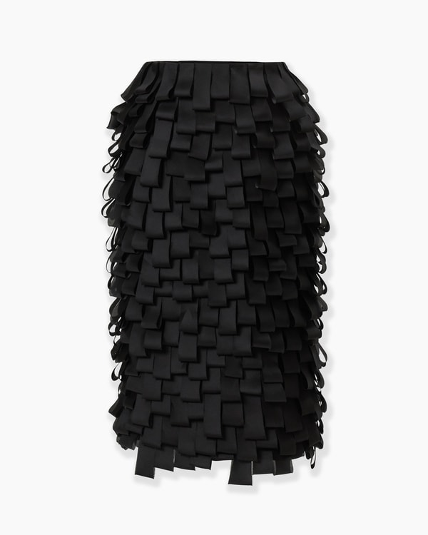 Loop-Embroidered Organza Pencil Skirt