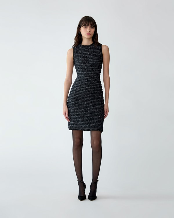 Sequined Knit Tweed Dress