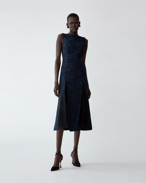 Embroidered Lurex Tweed Dress