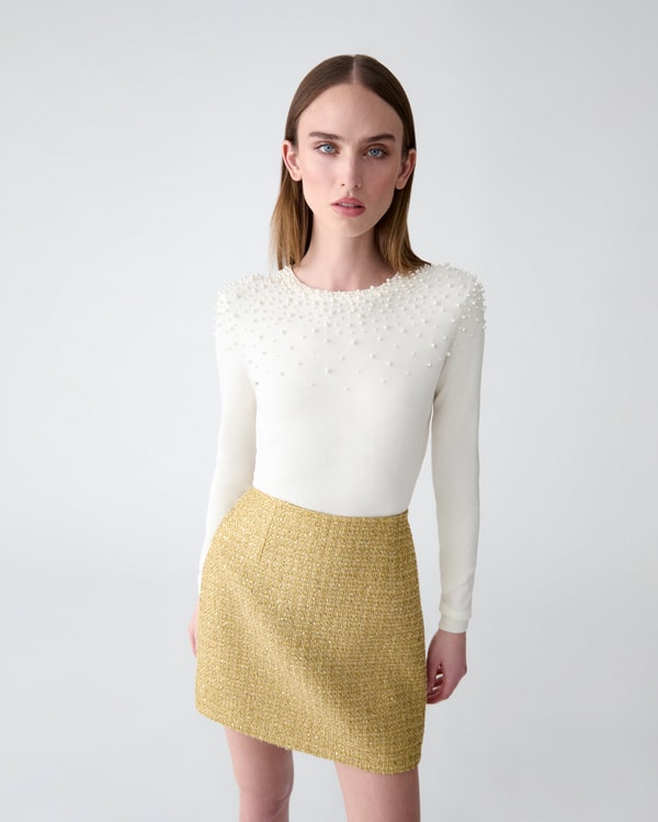 Pearl-Embroidered Sweater