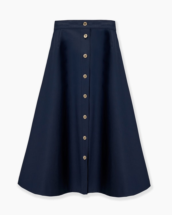 Button-Front Midi Skirt