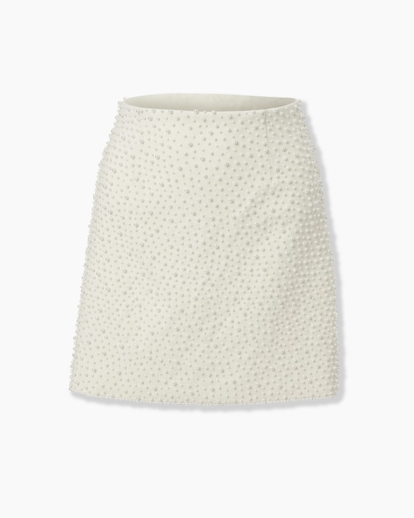 Pearl-Embroidered Mini Skirt