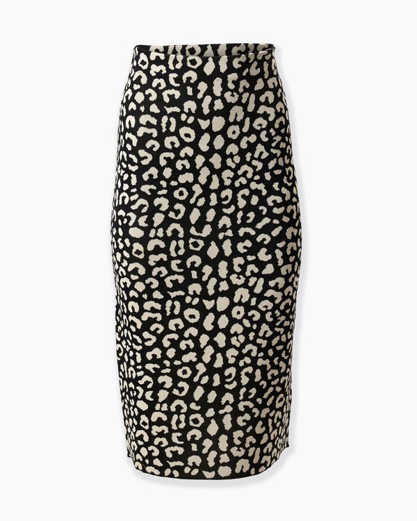 Leopard-Patterned Jacquard Pencil Skirt